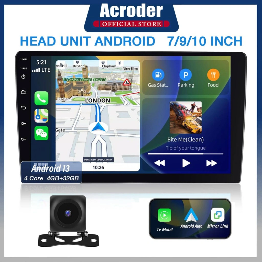 [Ada Kipas Pendingin] Acroder Head Unit  Android 13 4G+32G/64G IPS Screen 7/9/10 Inch Navigasi Double Din WiFi GPS FM Bluetooth Split screen Steering wheel control Android auto Mirror Link