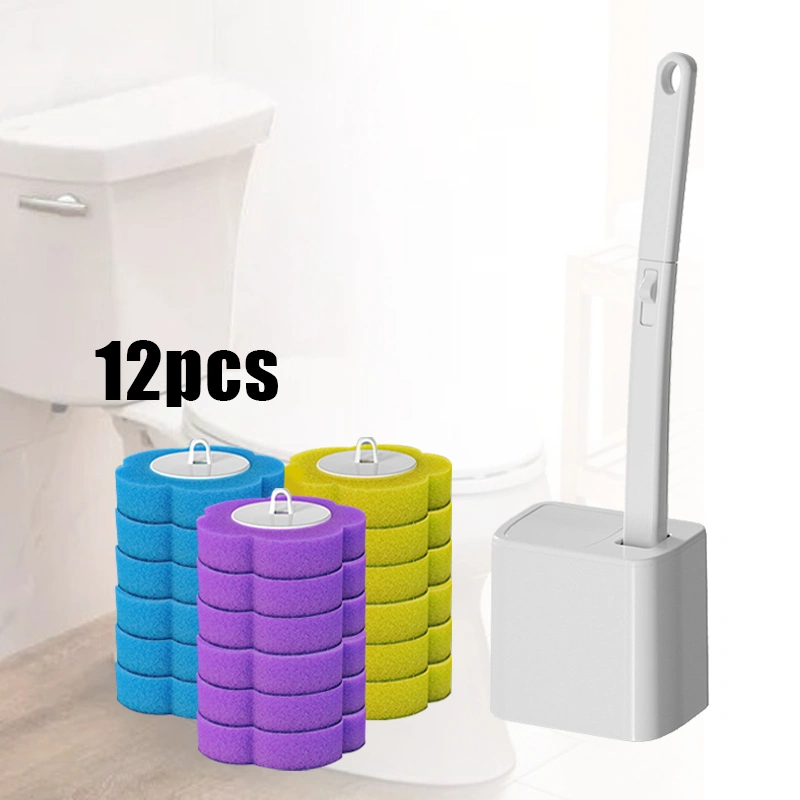 12PCS Pembersih Toilet Sekali Pakai / Spons Pembersih Toilet / Disposable Toilet Brush / Sikat Toilet Sponge Anti Lecet Alat Pembersih Kloset WC Dengan Spons