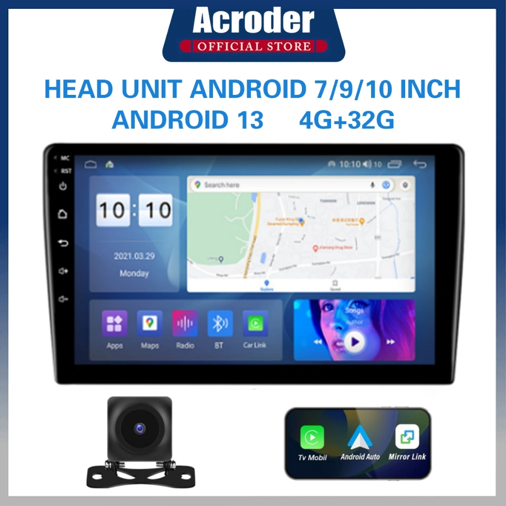 [Ada Kipas Pendingin] Acroder Head Unit Android 13 8G+128G 7/9/10 Inch WiFi GPS Mirrorlink Cooling system Layar sentuh IPS