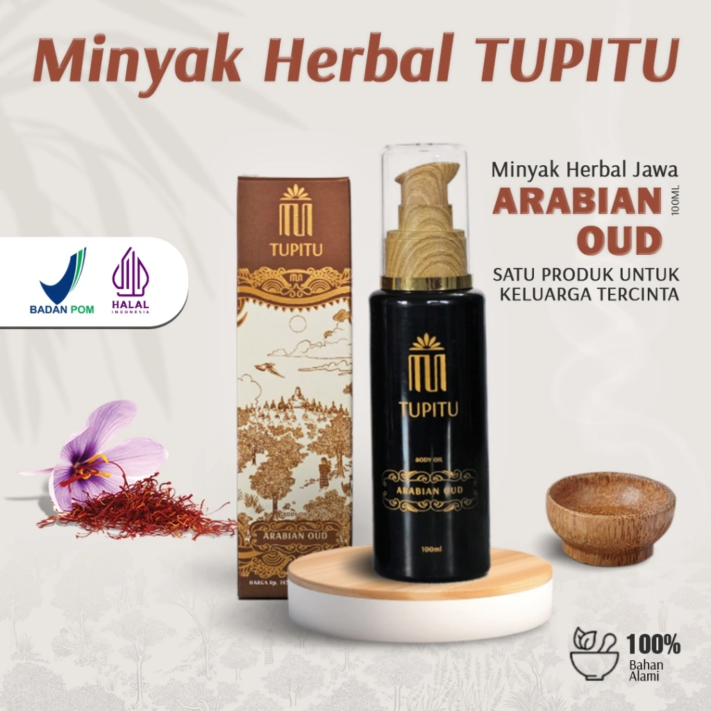 TUPITU Herbal Oil - Arabian Oud | Body Oil/Minyak Herbal Jawa Minyak Balur Pijat Urut 100mL
