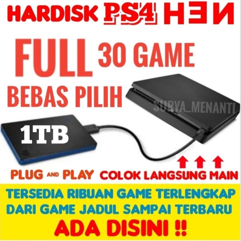 HDD GAME HARDISK GAMES EKSTERNAL PS4 HARD DISK EXTERNAL PlayStation 4 Versi 5.05 s/d 11.00 BEBAS REQUEST