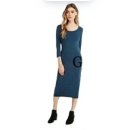 Dress Atasan Wanita Lengan 3/4 Dres Midi Lengan 3/4 Dress Bodycon Midi Wanita Lengan 3/4 Dres Santai
