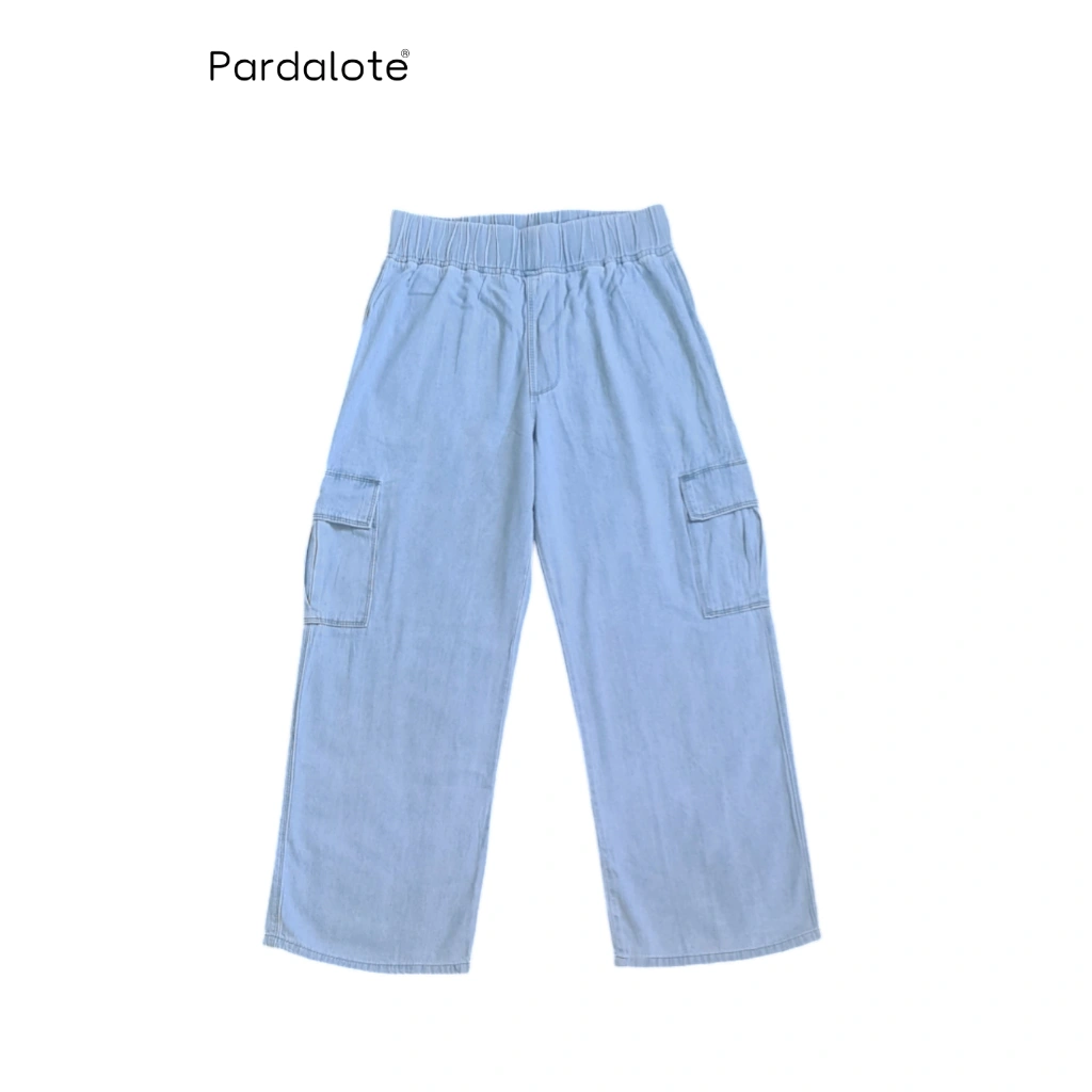 PARDALOTE - Celana Panjang Jeans Cargo Wanita Alma Light Blue