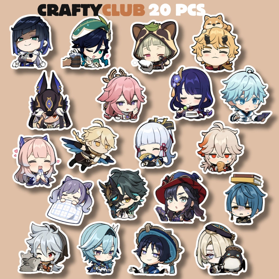 Vinyl Stiker Genshin Impact (20PCS) Waterproof, Cocok untuk tumblr,laptop,helm dan tablet