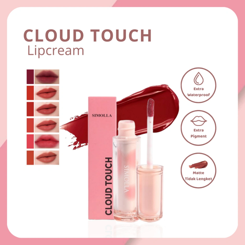 Lipcream SIMOLLA fungsi 3in1 Lipcream,BlushOn,Eyeshadow Transferproof Cloud Touch Matte