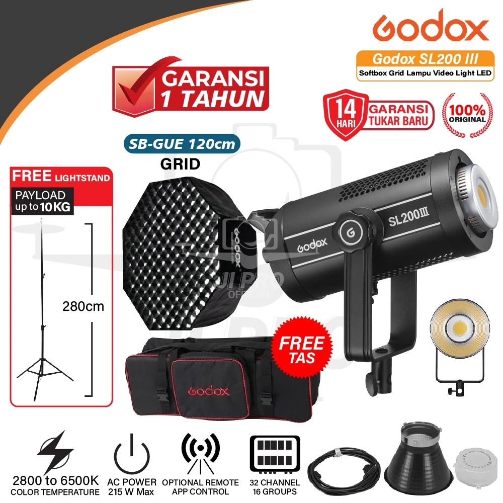 Godox SL200III Studio LED Bowens Mount SL 200III SL200 III - PAKET SOFTBOX ORIGINAL