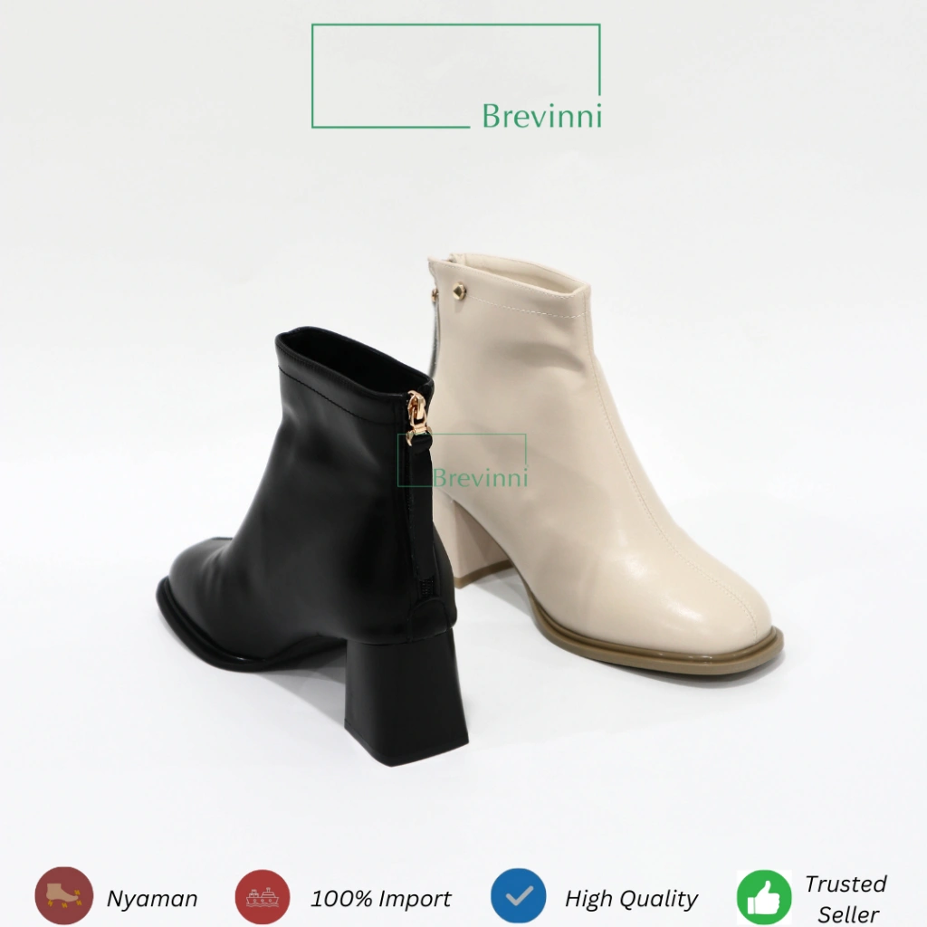 Brevinni Josie Winter Ankle Boots Heels || Sepatu Boots Wanita Premium Quality || Boots Korea || Boots Hak || Boots Elegan || Sepatu Winter Waterproof || Knee Boots ||
