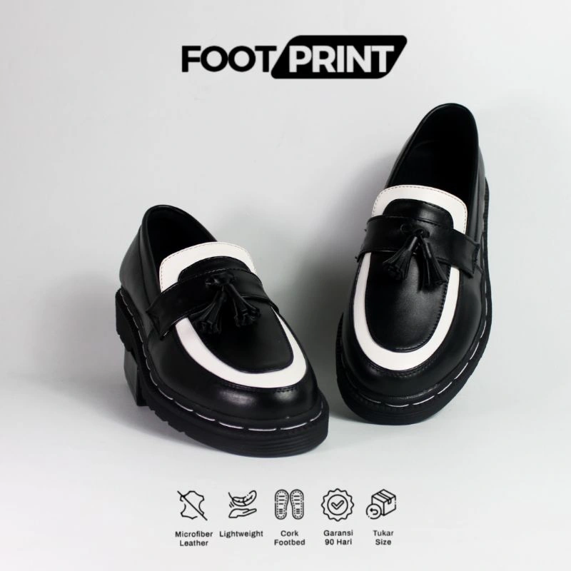 Sepatu Pria Slip On Loafers Formal | Black White