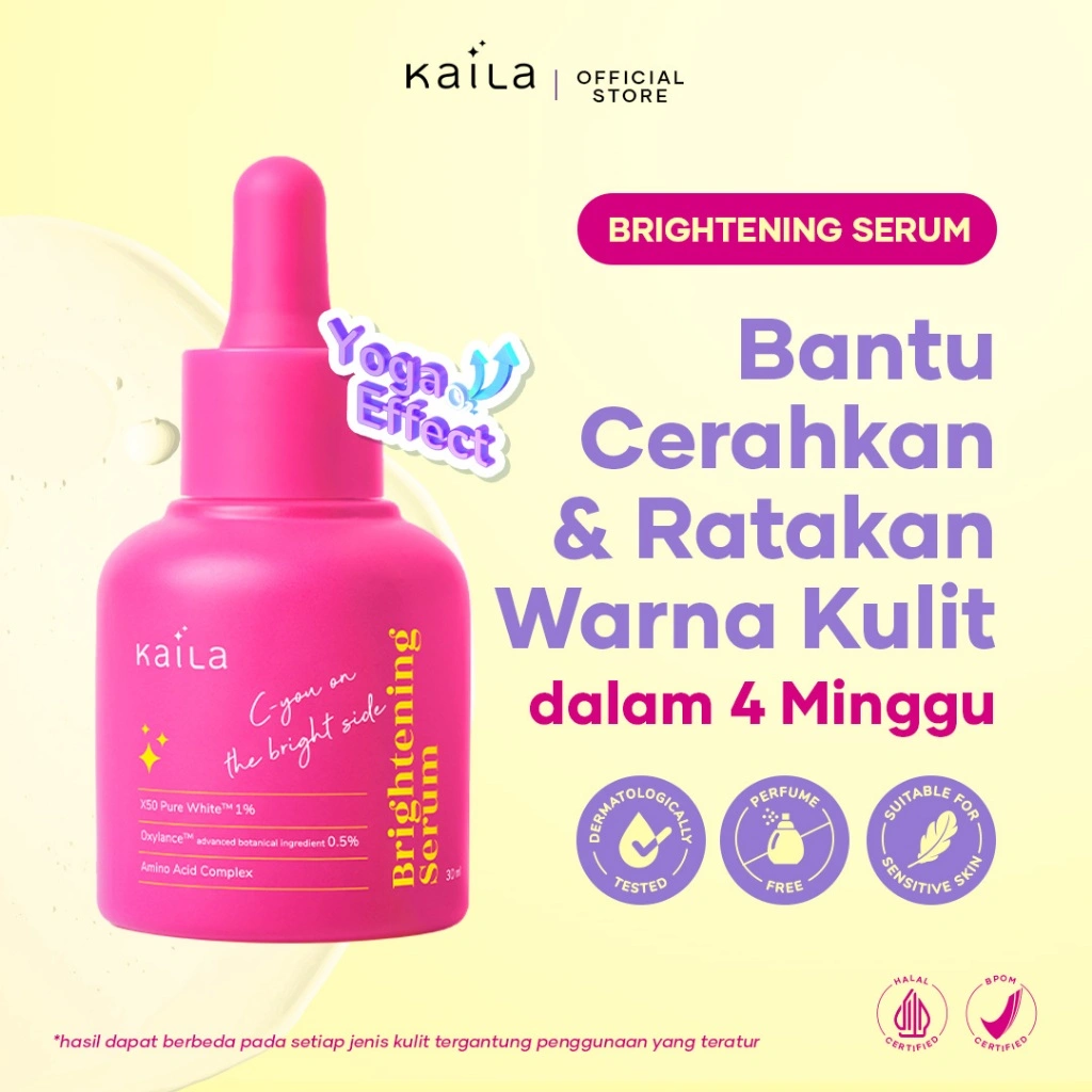 [Clearance Sale] Kaila SmartSkin Brightening Serum 30ml - Serum Pencerah Dengan 4x Hyaluronic Acid &Probiotik Menenangkan, Melembabkan, Melindungi Skin Barrier Diuji Halal & BPOM
