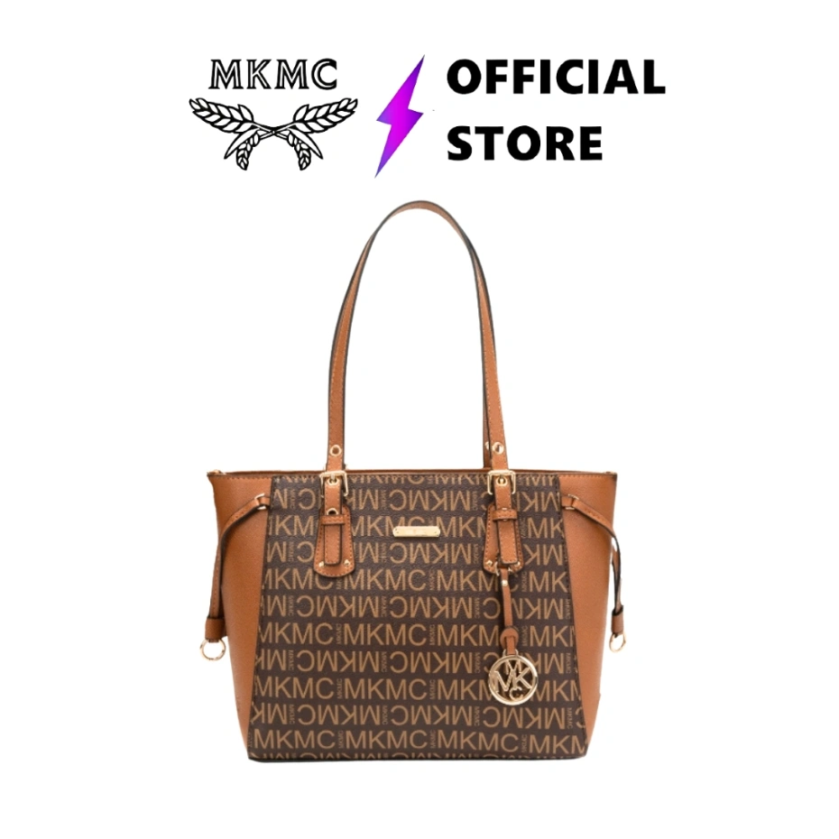 MKMC Totebag Wanita Import Selempang Kulit Kekinian Multifungsi Tas Bahu Wanita Jinjing Kerja Aesthetic Fashion Kondangan Resleting Handbag Shoulder Bag Kondangan Casual Monogram Korean Style COD