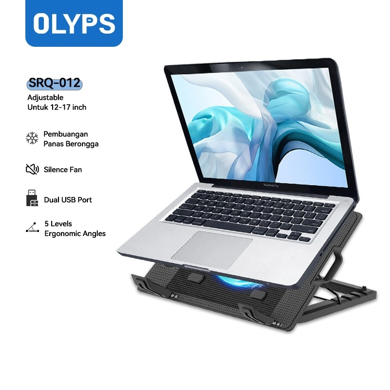 OLYPS Cooling Pad Laptop Kipas Laptop Cooling Pad Pendingin Laptop Silent - 5 Level Stand Adjustable