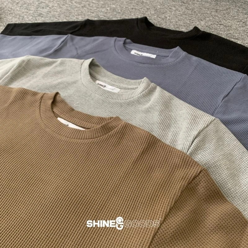 Shine Goods - Kaos Polos Pria Wanita Lengan Pendek Bahan Waffle | Size S,M,L,XXL