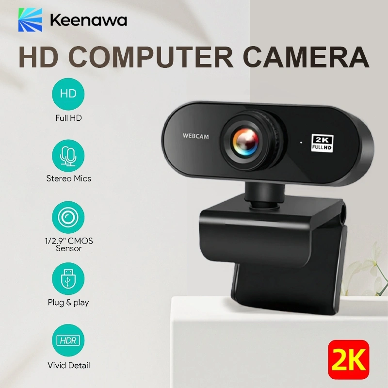 Keenawa Full HD Webcam 2K With Microphone USB Plug Web Cam For PC Computer Mac Laptop Desktop YouTube Skype Mini Camera