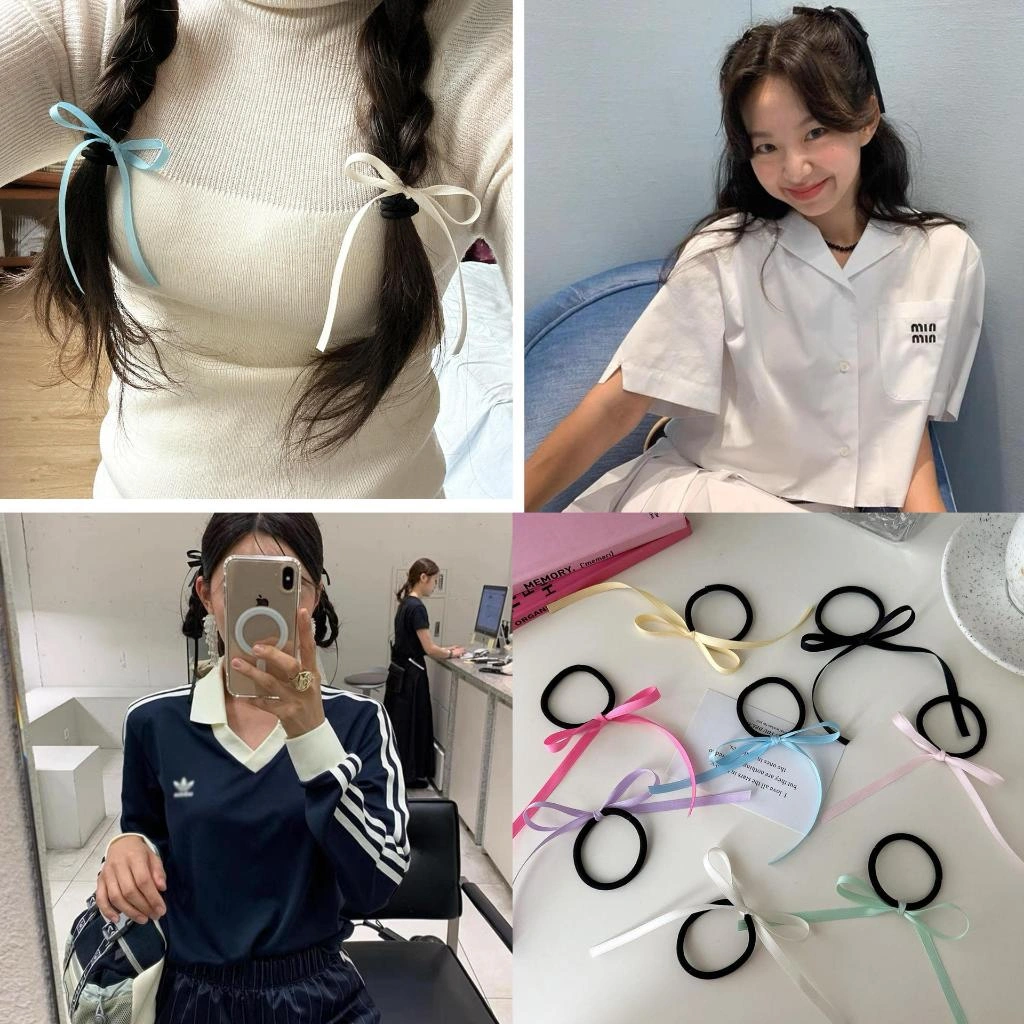 [CUCI GUDANG] IKAT PITA RAMBUT Y2K RIBBON BOWKNOT PANJANG SIMPLE KARET KOREAN ELASTIC HAIRTIE SILK SATIN LEMBUT ELEGAN GIRLY FRENCH AKSESORIS KOREA ANAK