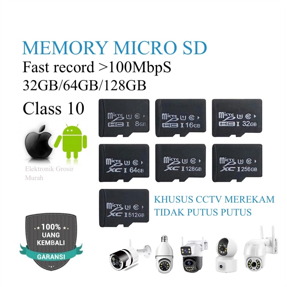 CCTV memory card 32GB/64GB/128GB micro sd class 10 khusus cctv Original garansi resmi 12 bulan.