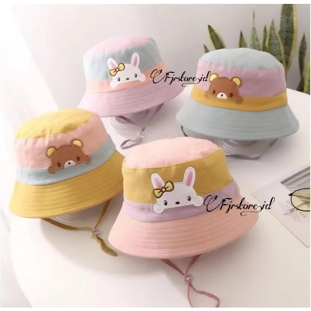 Bucket Anak Lakilaki Dan Anak Perempuan Motif Bordir Kelinci Beruang