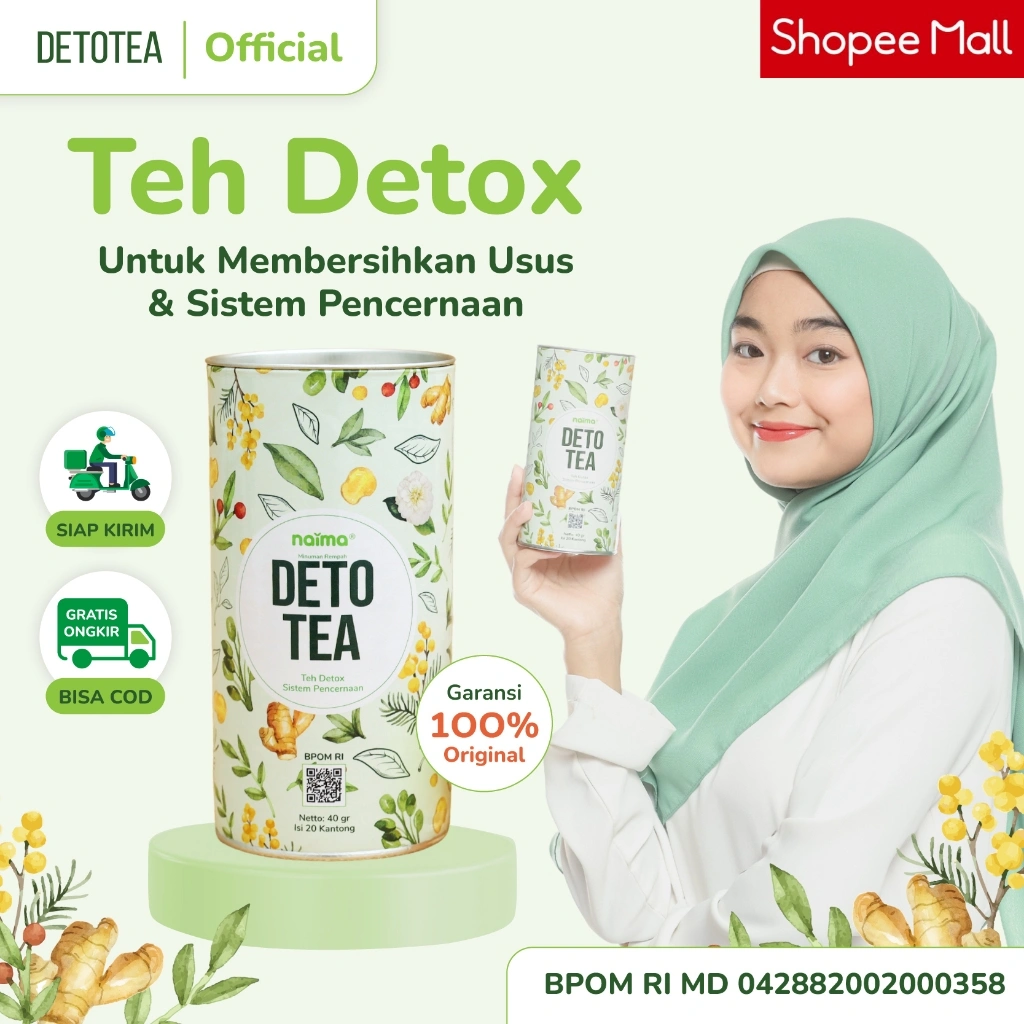 Detotea Teh Diet Detox BPOM |  | Teh Celup Rempah | Pelangsing Herbal | Ramuan untuk Pencernaan