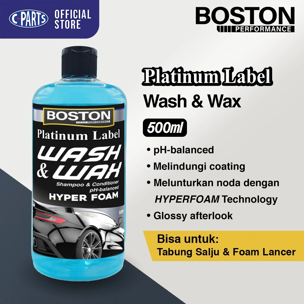 Shampo Sabun Cuci Mobil dan Motor SNOW Premium BOSTON Platinum Label Wash and Wax 500ml
