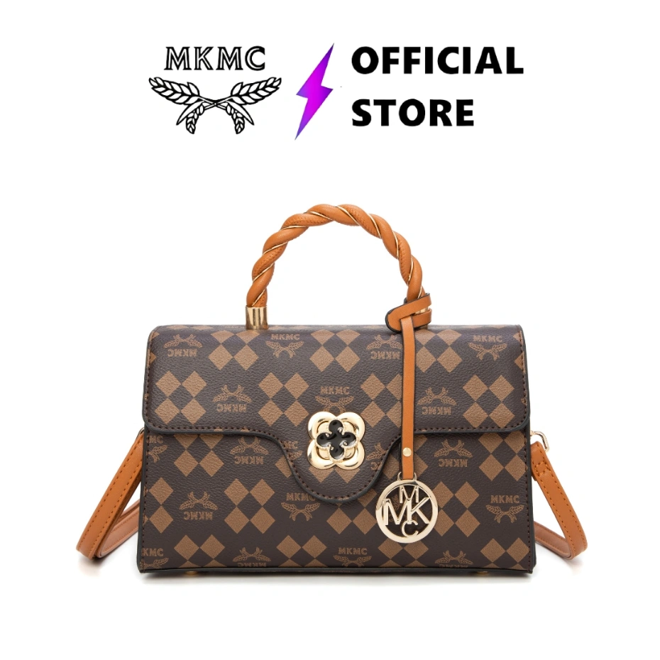 MKMC Tas Selempang Import Medium Top Handle Bag Wanita Kondangan Kulit Motif Elegant Sling Bag Jinjing Magnet Zipper Crossbody Bag Casual Terbaru Korean Style Tas Bahu Hand Bag Monogram Aesthetic Terbaru Handle Bag Kondangan Terbaru Tas Produk Vintage COD