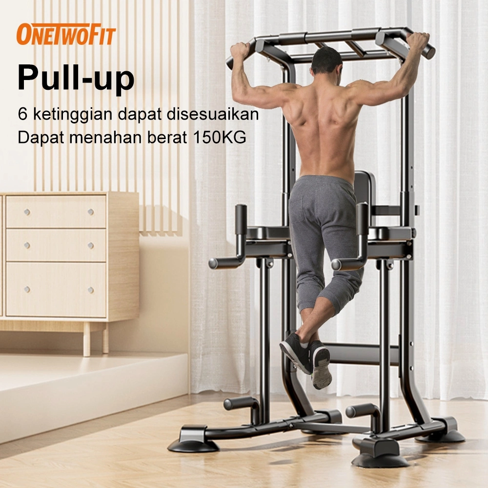 OneTwoFit Multi-Function Adjustable Chin Up Bar Power tower Pull up Indoor alat olahraga rumahan