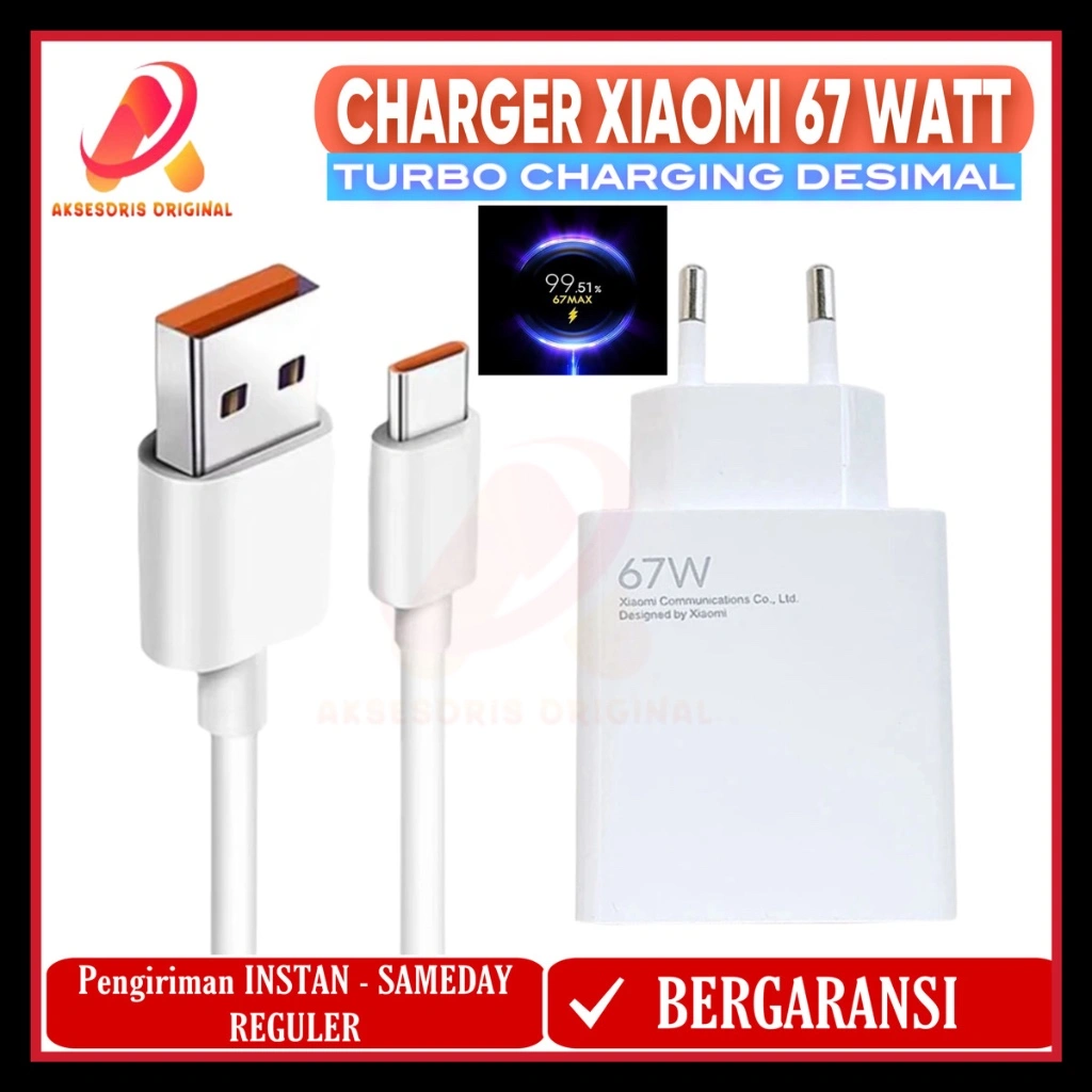 CHARGER XIAOMI REDMI TYPE C TURBO CHARGING DESIMAL  67W / 33W / 120W ORIGINAL TURBO FAST CHARGING