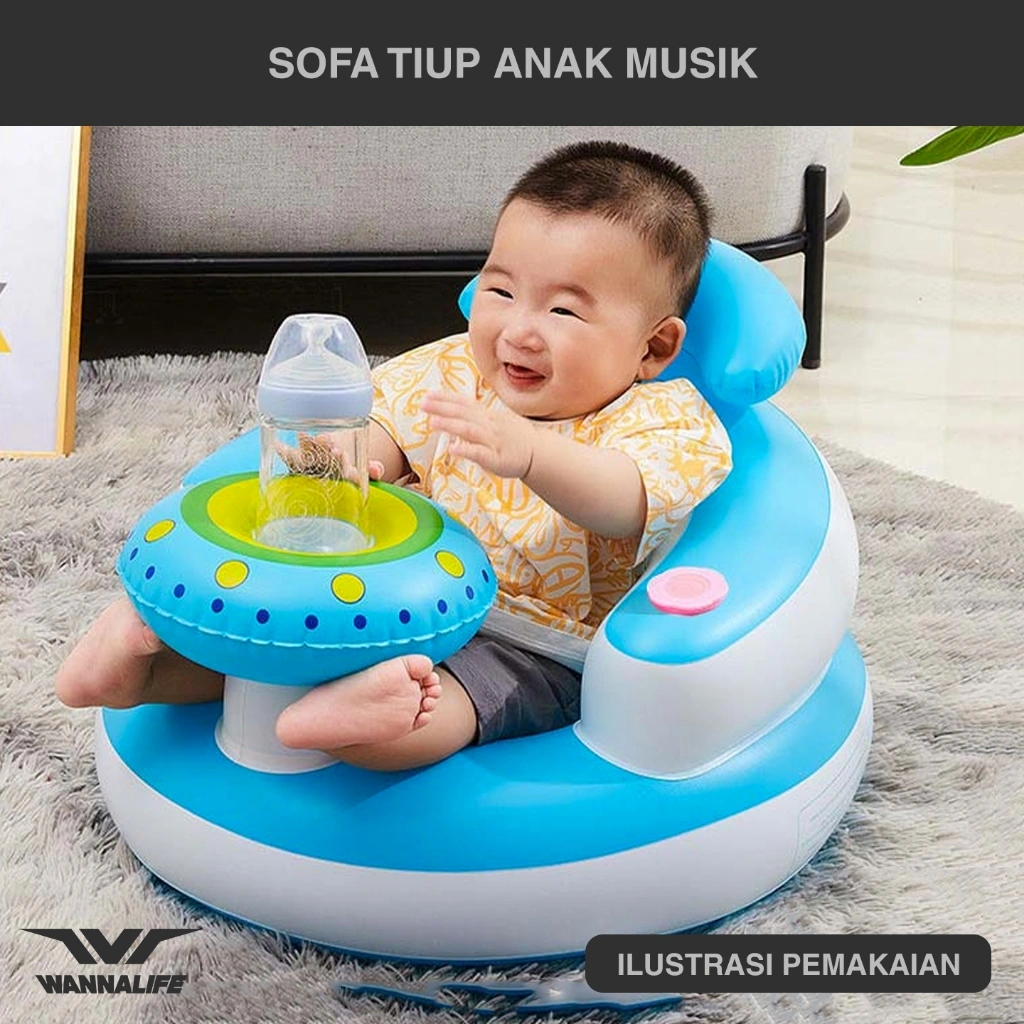 WANNALIFE Kursi Sofa Bayi Inflatable | Tempat Duduk Bayi Kursi Makan Sofa Angin Tiup Balita | Rekreasi Anak