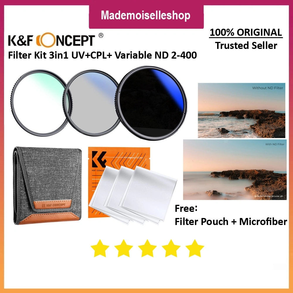 NF Concept Filter Kit 3in1 - 67mm - UV + CPL + Variable ND 2-400 Free Filter Case Premium