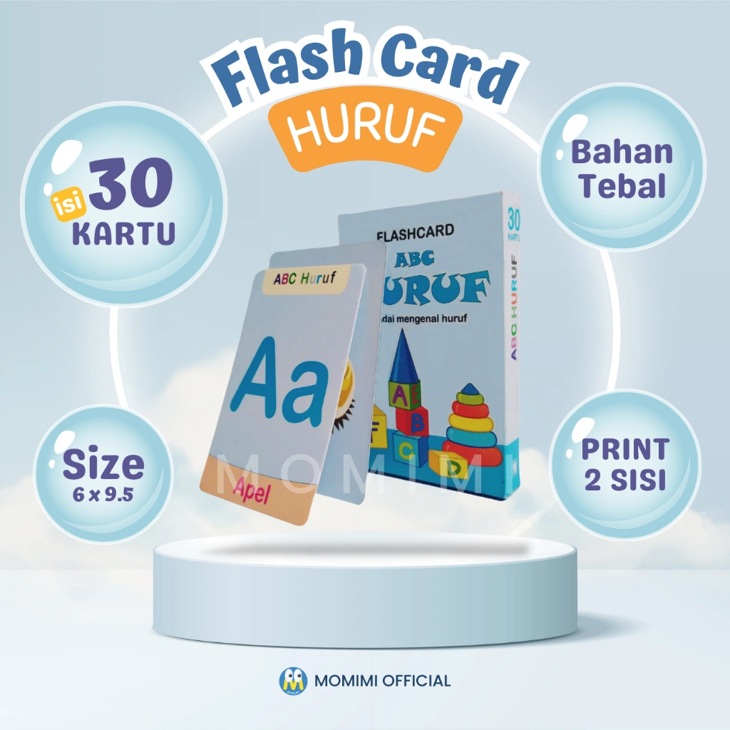 Flash Card Huruf Alfabet Bahan Tebal Laminasi Glossy Kartu Belajar Abjad ABCD Edukasi Anak Usia Dini PAUD TK