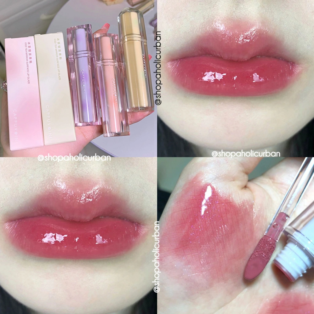 Cappuvini Ice Tea LipGloss Water Lip Gloss Mirror Lipstick Mirror Lip Glaze Transparant Korean Lip Gloss Glossy Lipgloss Korea Mirror Lipgloss Waterproof
