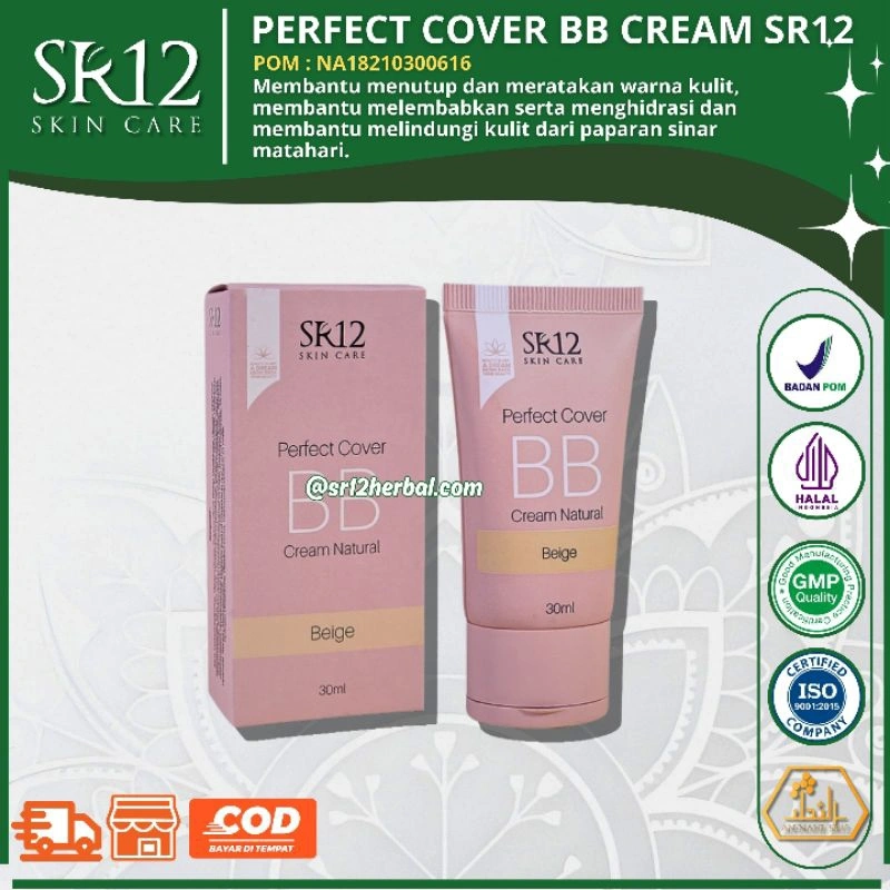 SR12 PERFECT COVER BB CREAM NATURAL 30 ML / MENGANDUNG SPF 20 / NATURAL LOOK / BB CREAM SR12
