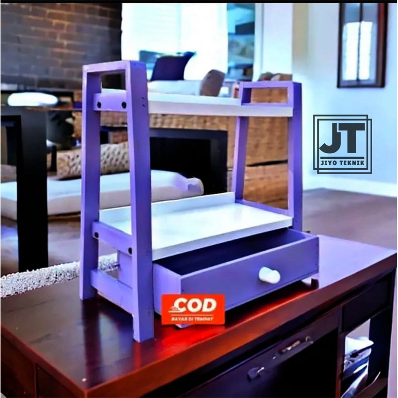 Rak Bumbu Dapur 2 Susun Aestetik Variasi Laci Minimalis Full Warna