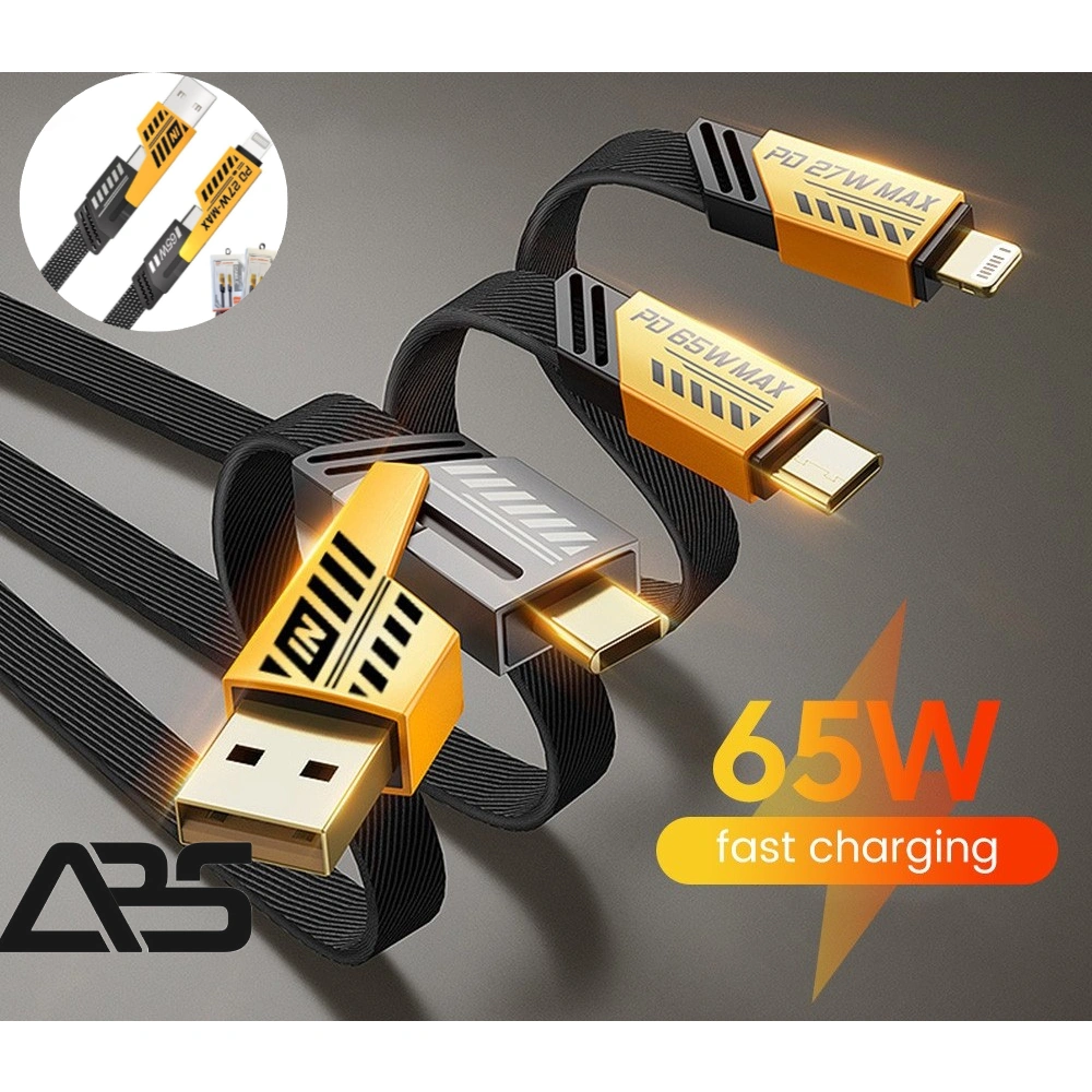 Kabel Data 4 in 1 65W Fast Charging PD TYPE C TO C Kabel Casan 4in1 Tipe C USB iOS Lightning USB