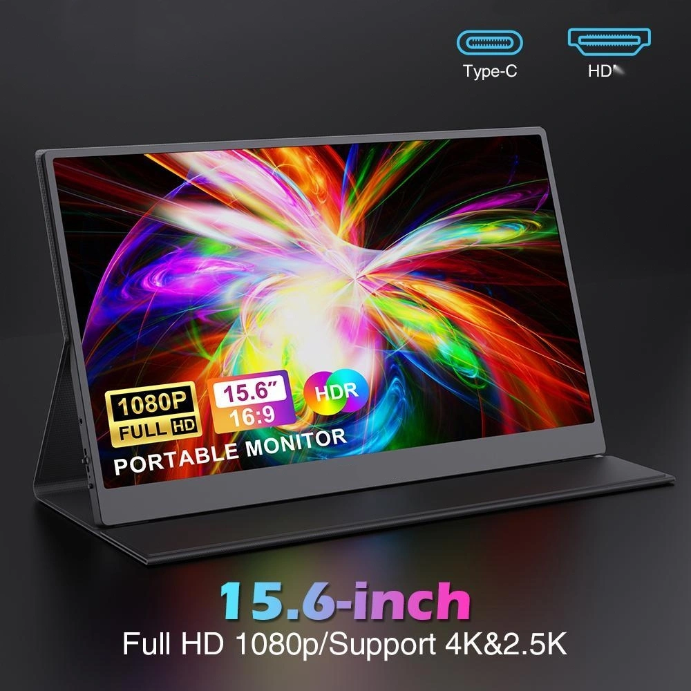 Portable Monitor for Laptop 15.6'' 1920*1080P 4K FHD IPS Display Portable Monitor for iPad/PC/Mac/Phone/Xbox Switch/PS4