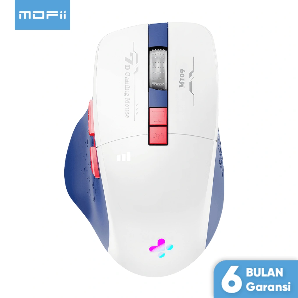 MOFii Mouse Wireless Gaming Rechargeable Baterai Type-C Fast Charging 1600DPI RGB Light M109
