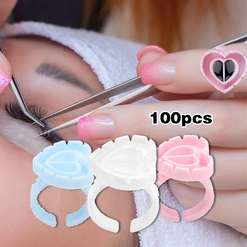 100 Pcs Cup Ring For Russian Heart Eyelash Extension Glue Ring Volume Cabang Ink Sulam Alis
