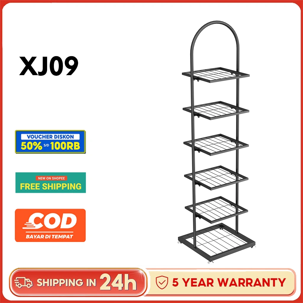TMALL Rak Sepatu Rak Serbaguna 6 Tingkat Besi