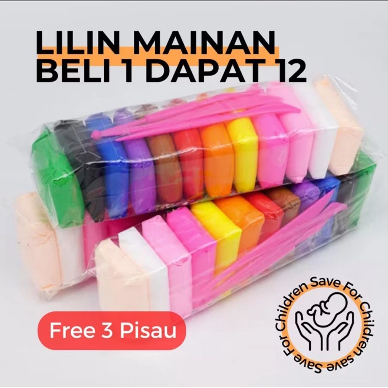 [BS] Clay Polymer 12 Set Warna Bonus Pisau Plastik Pembentuk Clay
