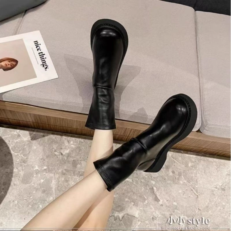 Sepatu Ankle Boots Wanita Hitam Glossy Kekinian Korea Style Casual S71