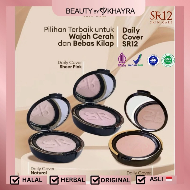 SR12 Daily Cover | Bedak Padat Tahan Lama | Mengandung SPF | Beauty by Khayra