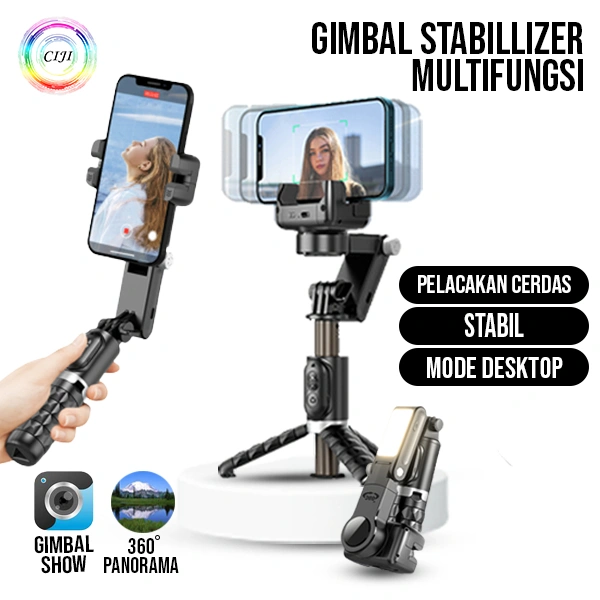 CIJI CJPG-Q18 Gimbal Stabilizer Handphone Auto Balance Selfie Stick Tripod Light Fill Bluetooth