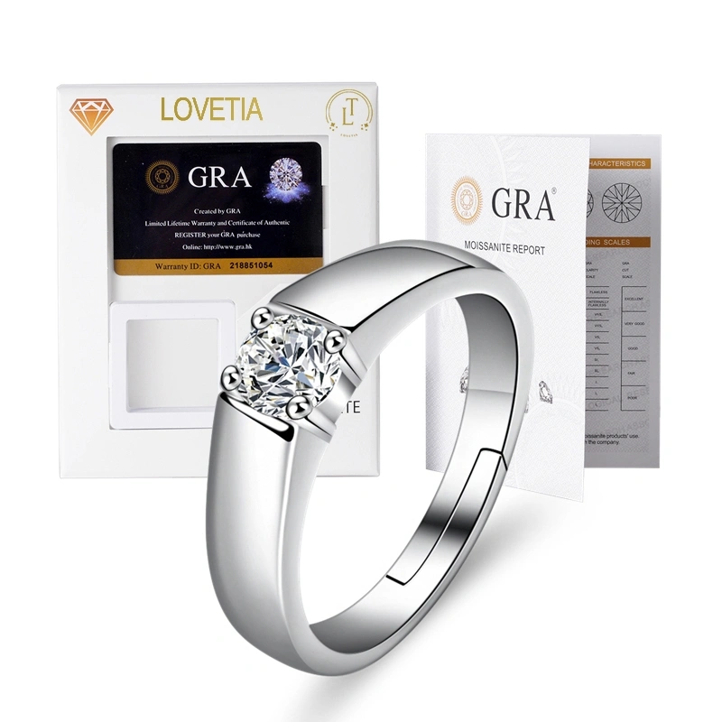 LOVETIA Cincin Pasangan Moissanite Perak 925 0.5 Ct Sertifikat GRA BTJZ018