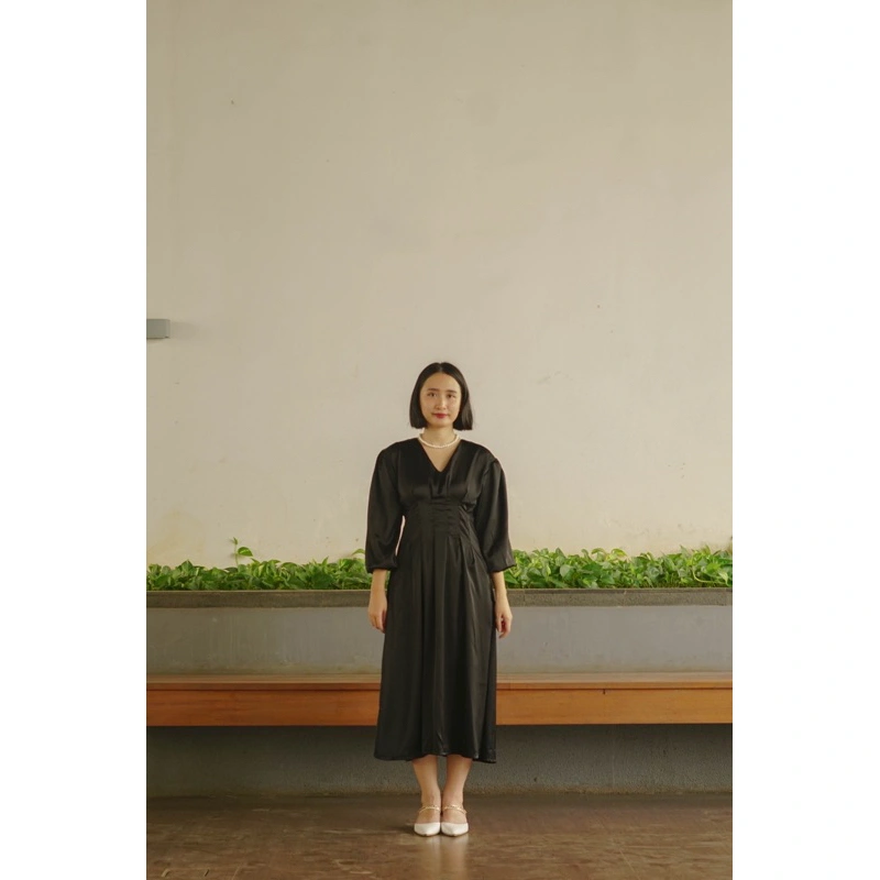 WBR Asmara Dress l Dress Satin Long Sleeve Wanita