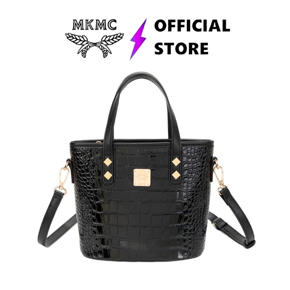 MKMC Top Handle Bag Wanita Import Medium Croco Tas Selempang Kulit Elegant Slingbag Make Up Korean Style Handbag Mini Aesthetic Kekinian Tas Jinjing Casual Resleting Crossbody Kondangan Multifungsi Terbaru COD