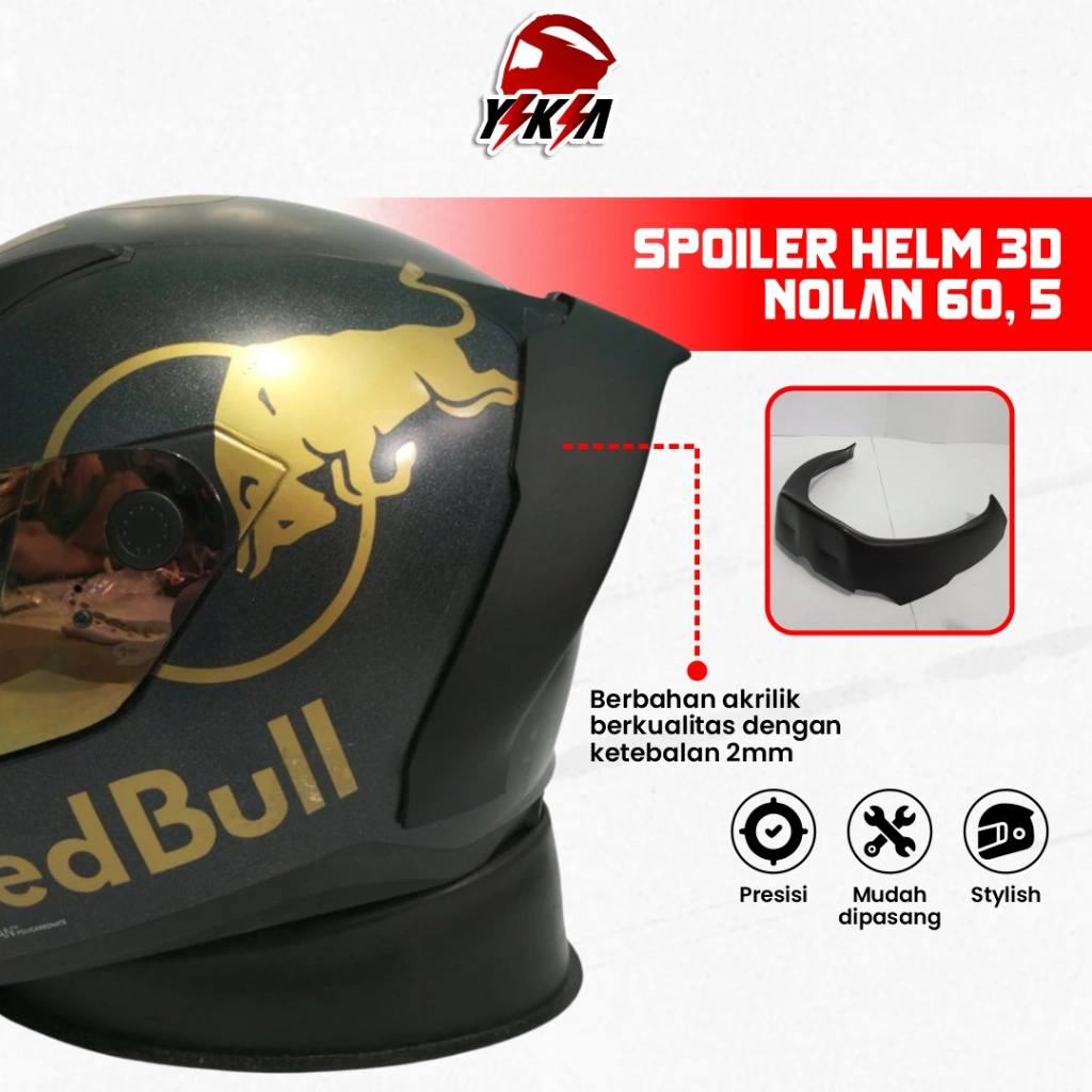 Spoiler Helm Nolan 60,5 3D Bahan Akrilik Tebal 2mm Presisi Sudah Termasuk Perekat 3M