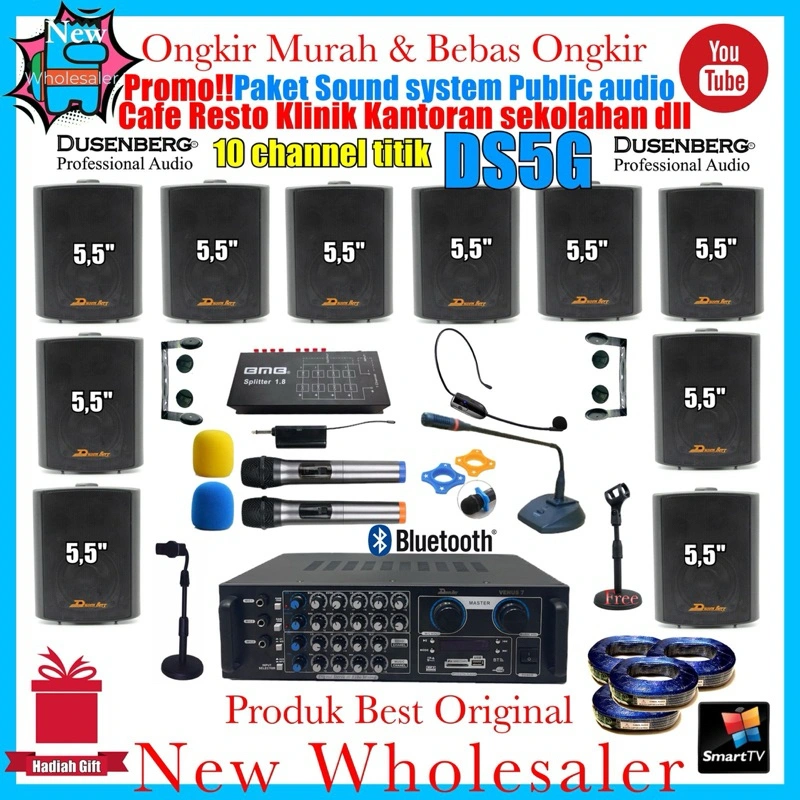 Paket Sound System 10 titik Channel Speaker 5,5 inch Dusenberg DS5G Original