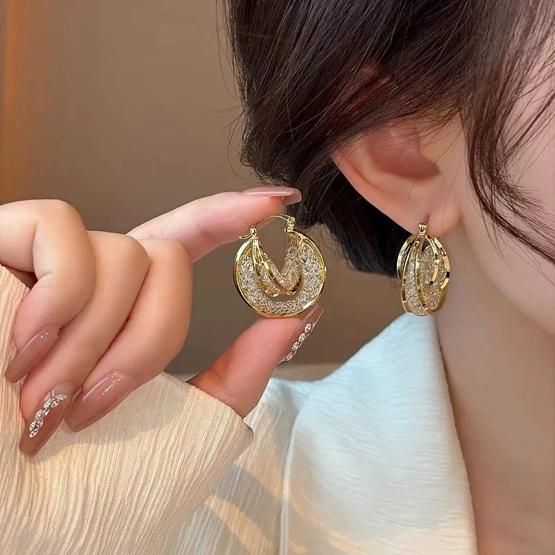 AT260 - Anting Chelsea Mini Anting Hoop Gold Korean Terbaru Titanium Steel Model Korea Anti karat dan Anti Luntur