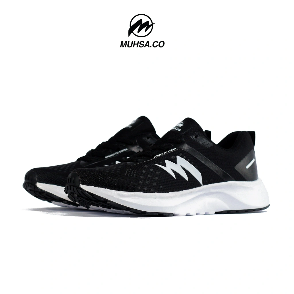 MUHSA.CO Swift Stride Sepatu Running Olahraga Jogging Pria  Black White/Gray Black 39 s/d 44