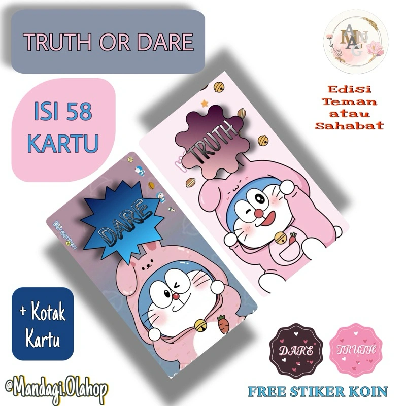 Truth or Dare versi teman atau sahabat isi 58 Kartu + Kotak kartu || Kartu Permainan Truth or Dare || Kartu Permainan ToD || Kartu Permainan Kekinian || Kartu Permainan Viral Game
