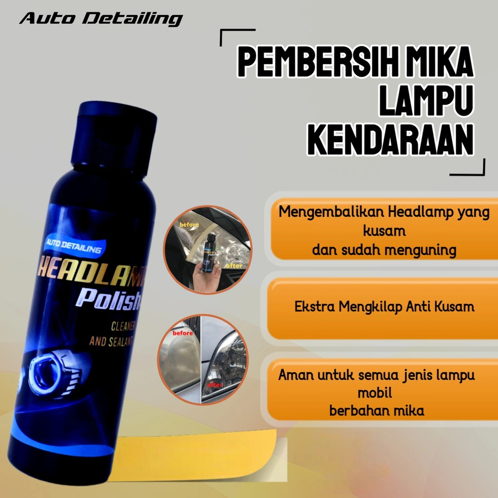 Pembersih Lampu Mobil Pembersih Mika Lampu non Reaksi Kimia