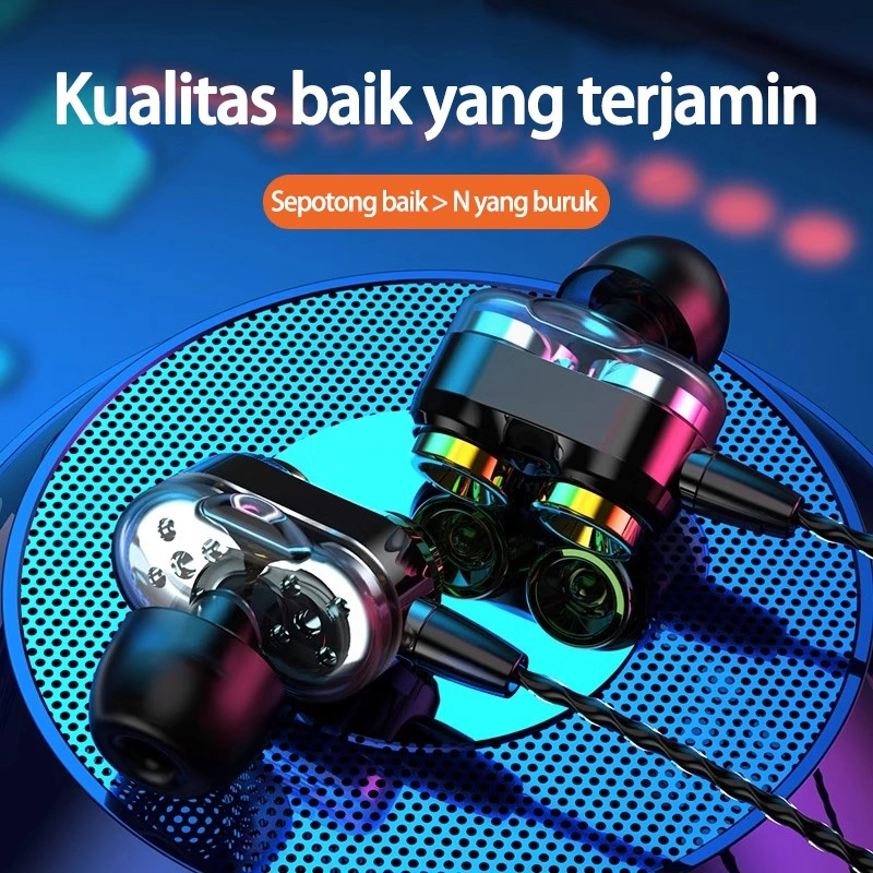 Earphone Magnetic Stereo in-Ear Kualitas Suara Yang Baik Bass Music Telfon Headset Mic Wired Earphone